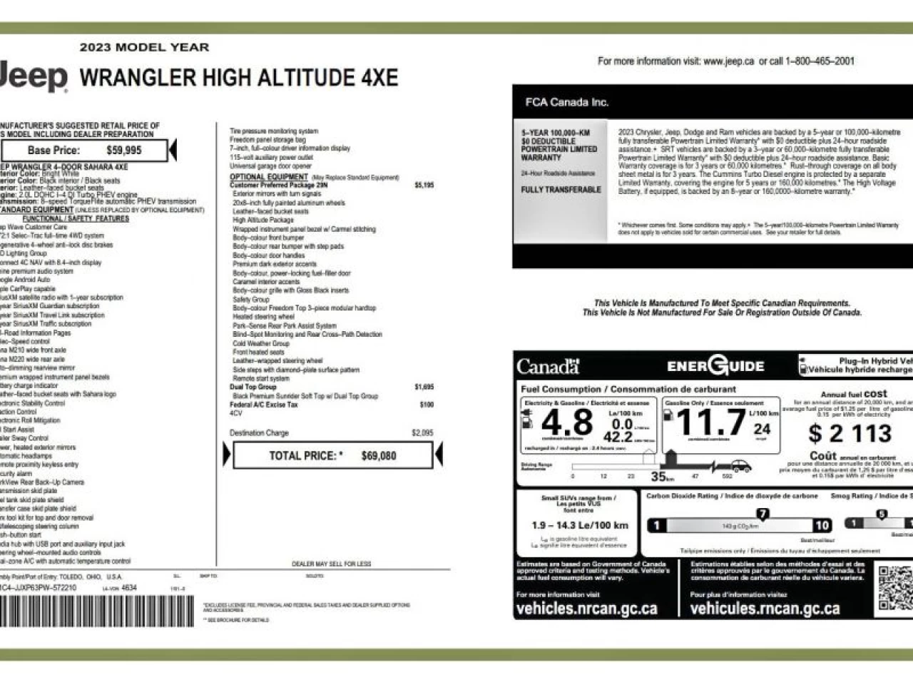 2023 Jeep Wrangler 4XE High Altitude Image principale