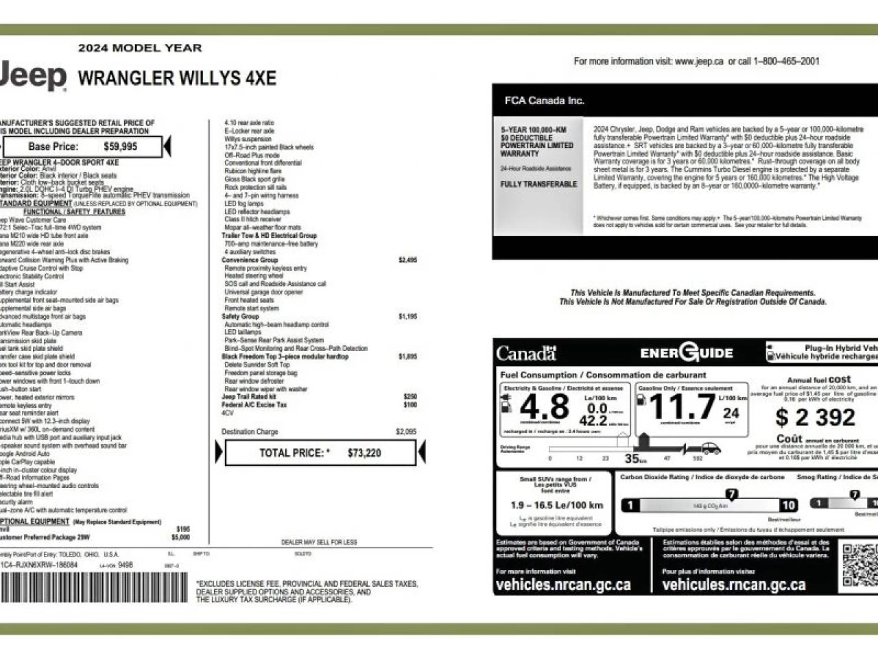 2024 Jeep Wrangler 4XE Willys GARANTIE FULL 140 000KM Image principale