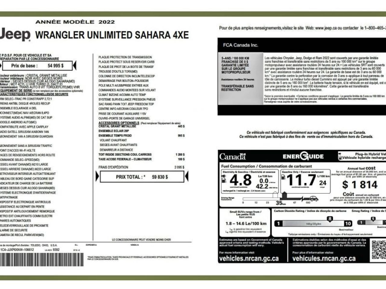 2022 Jeep Wrangler Unlimited Sahara 4x4 Image principale
