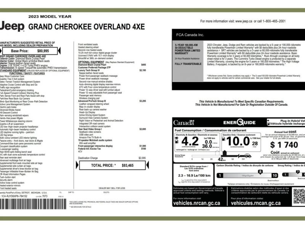 2023 Jeep Grand Cherokee 4xe Overland 4X4 Main Image