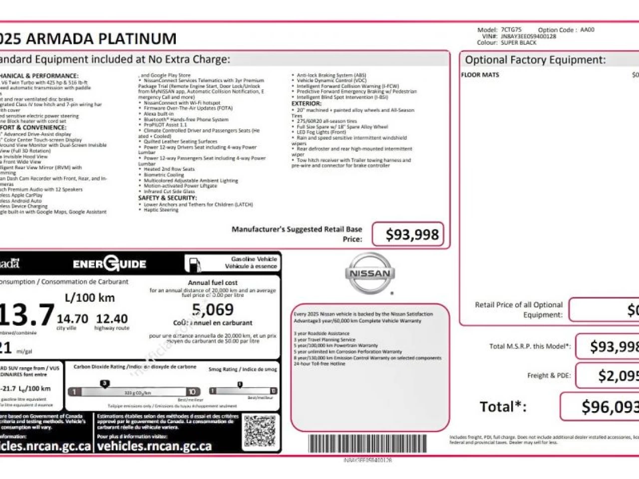 2025 Nissan Armada Platinum 4X4 FULL Image principale