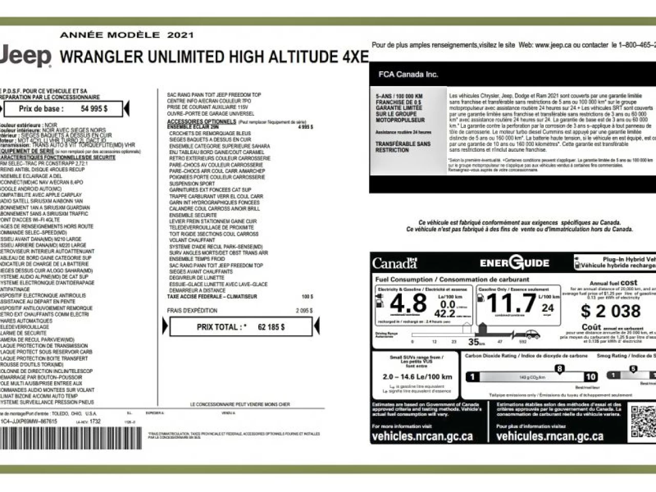 2021 Jeep Wrangler 4xe Unlimited High Altitude 4x4 Main Image