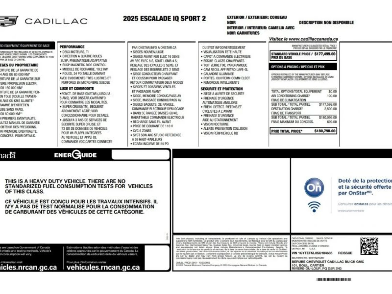 2025 Cadillac Escalade AWD Sport 2 PAS DE TAXE DE LUXE! Main Image