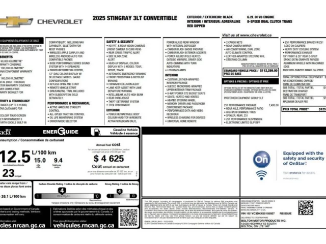 Chevrolet Corvette CONVERTIBLE 3LT Z51 PACKAGE 2025